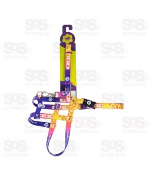 Coleira Peitoral Com Guia Seda Estampas Variadas N°0 4002