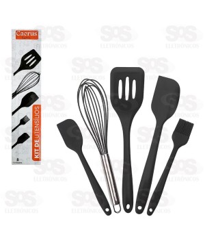 Kit Utensílios De Cozinha 5 Peças Silicone Caerus CRS-2803