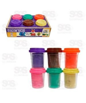 Kit Com 6 Potinhos Massa De Modelar Toy King TK-AB7231