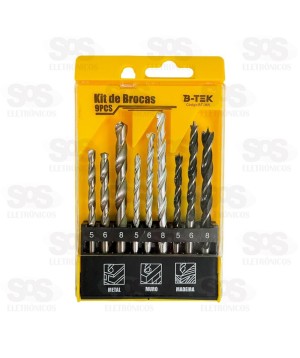 Kit De Broca Multiuso 9 Peças 5-8MM B-Tek BT-365