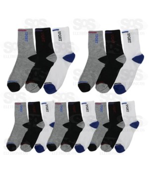 Kit 12 Pares de Meias Sortidas Masculina GG