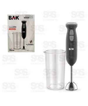 Mixer Elétrico Inox Portátil Com Copo Bak BK-MIX1FN-127