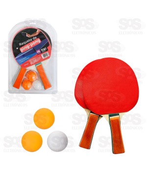 Kit Ping Pong 2 Raquetes e 3 Bolinhas TOP1915