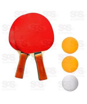 Kit Ping Pong 2 Raquetes e 3 Bolinhas TOP1915