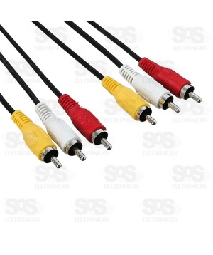 Cabo 3 RCA + 3 RCA 2 Metros Maxmidia MAX-52906-27