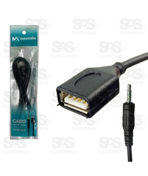 Cabo Auxiliar P2 Para USB Fêmea 1,5 Metros Maxmidia MAX-52506-23