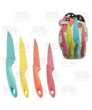 Jogo de Facas Coloridas Aço Inox Top Útil TOP1769