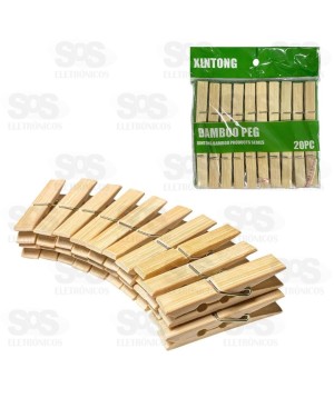 Pacote 20 Prendedores De Bambu Top Útil TOP2063