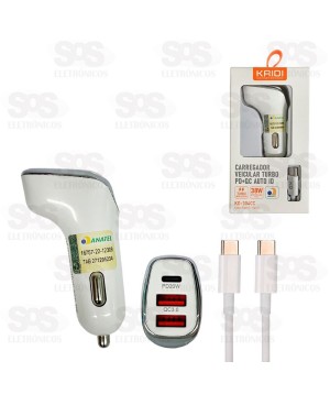Carregador Veicular Com Cabo Type C 38W Kaidi KD-304CC