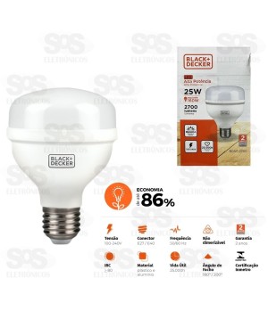 Lâmpada LED 25W Alta Potência Black+Decker BDAP-2700