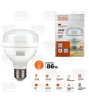 Lâmpada LED 45W Alta Potência Black+Decker BDAP-4500