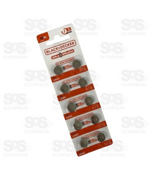 Bateria Moeda Ultra Alcalina LR44 1.5V 10 Unidades Black+Decker