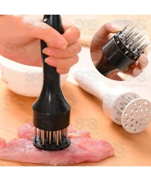Amaciador de Carnes Batedor Em inox com Furador Top Ùtil TOP1412