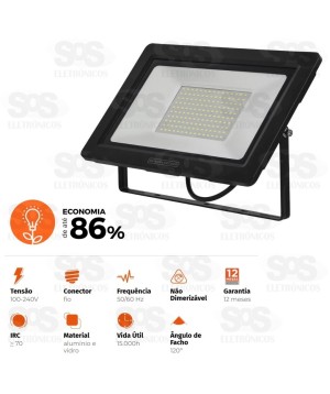 Refletor Eco Quadrado LED Branco 100W Black+Decker BDR1-0100