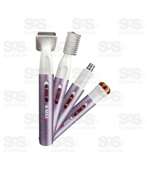 Caneta Aparadora De Pelos Elétrica 4 Acessórios B-Max BM-C058