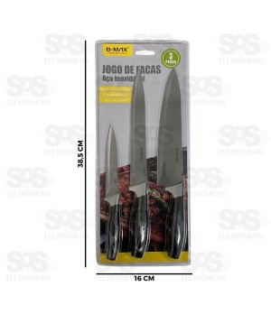 Kit Facas De Cozinha 3 Peças B-Max BM-DJ512