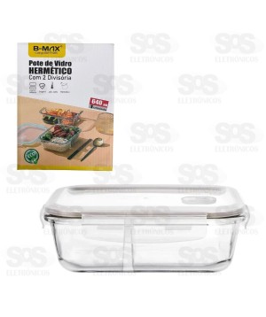 Pote De Vidro Com Divisória 640ML Hermético B-Max BM-F1285