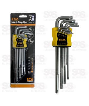 Kit Chave Allen 1,5 a 10mm Com 9 Peças B-Tek BT-523