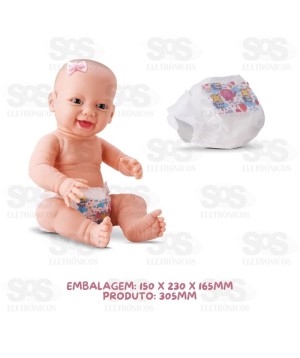Boneca New Born Com Fraldinha em Vinil Divertoys 8215