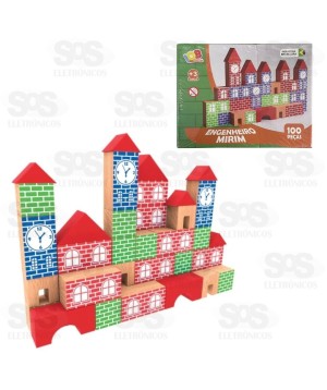 Blocos de Montar 100 Peças Madeira Engenheiro Mirim IOB 438