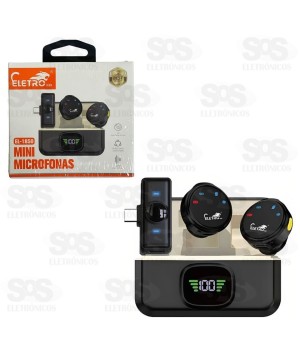 Microfone De Lapela Duplo Sem Fio Type C Eletromex EL-1850