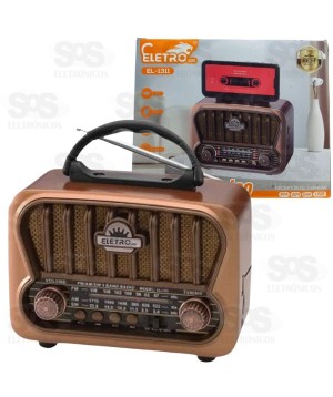 Rádio Retrô Com Lanterna 3 Bandas e Bluetooth Eletromex EL-1311