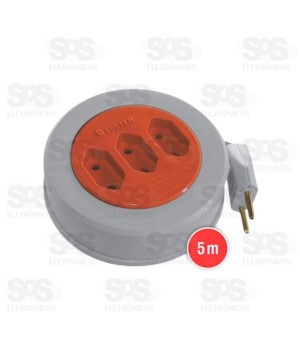 Extensão Redonda 3 Tomadas 2 Pinos 5 Metros Luster 2165