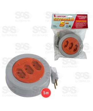 Extensão Redonda 3 Tomadas 2 Pinos 5 Metros Luster 2165