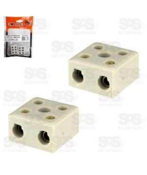 Conector Porcelana 10MM 2P Com 2 Unidades Foxlux 24.23
