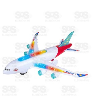 Avião Infantil Bate e Volta Com Luzes e Sons Toy King TK-AB4527