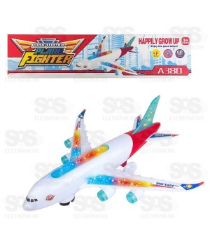 Avião Infantil Bate e Volta Com Luzes e Sons Toy King TK-AB4527