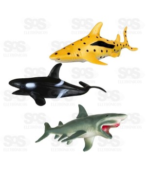 Tubarões De Plástico Com 3 Peças Toy King TK-AB0039
