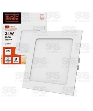 Painel Slim Alumínio Quadrado Embutir LED Branco 24W Black+ Decker BDPD1500-01