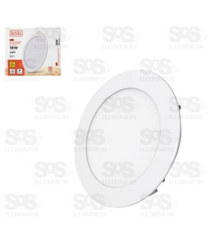 Painel Slim Aluminio Redondo Embutir LED Branco Frio 18W 6500K Black+Decker 1200-02