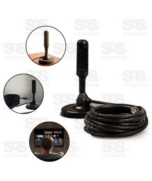 Antena Digital HDTV 3.5 DBI 3 Metros Caerus crs-2367