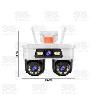 Câmera Tripla Com Sirene De Segurança Inteligente Com Wifi Jortan AJ-A39