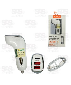 Carregador Veicular Com Cabo Iphone 38W Kaidi KD-304CL