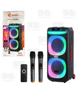 Caixa De Som Potente Com 2 Microfones e Controle GP-1908