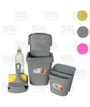 Kit Pia Com Lixeira Rodinho Supote e Seca Talher Color 459S