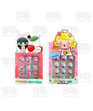 Kit Unhas Postiças Infantil  12  Unidades 696b