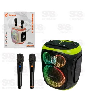 Caixa De Som Potente Com 2 Microfones e Tripé Power Box 2 GP-130