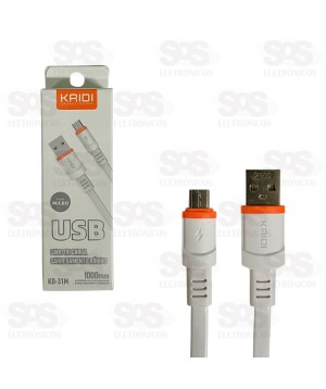 Cabo De Carregamento Micro USB V8 1 Metro Kaidi KD-31M