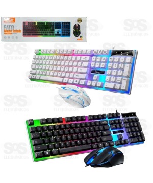 Kit Teclado e Mouse Gamer Com Fio LED RGB Eletromex EL-2112