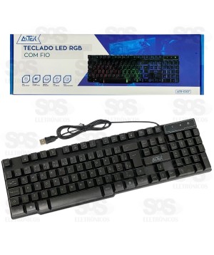 Teclado LED RGB Com Fio USB Aitek ATE-G107