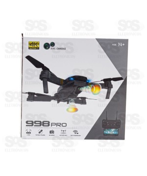 Mini Drone 998 Pro Retrátil Câmera 4k Dupla Wifi Controle 998 PRO