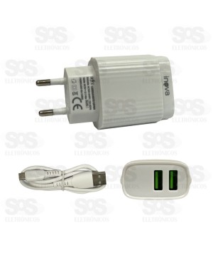 Carregador Rápido 2 USB 3.1A Cabo Micro V8 Inova CAR-3229S
