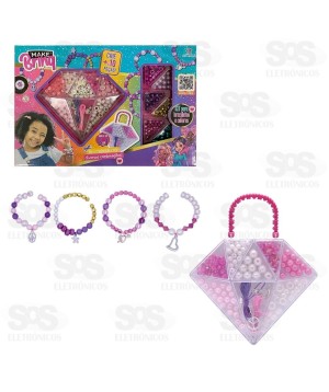 Kit Miçangas Bracelete e Colar Polibrinq MK56