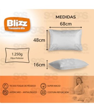Travesseiro Blizz Toque de Seda 48X68 CM em Poliéster