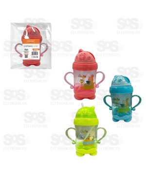 Copo Infantil 300Ml Com Alça e Canudo  Caerus CRS-2272