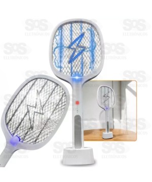 Raquete Elétrica Mata Inseto Com Base Luatek LK-DWR02